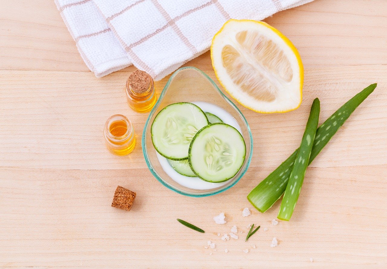 Oils and Cucumber in bowl for Zen Accessories
