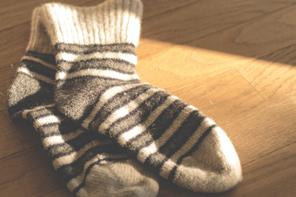 Close-up High Angle View of Camera socks for sleeping